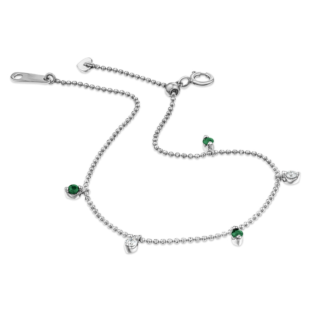 Vivara Lab Emerald and Lab Diamond Bracelet Set in 9K White Gold