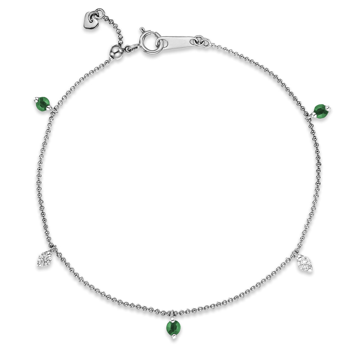 Vivara Lab Emerald and Lab Diamond Bracelet Set in 9K White Gold