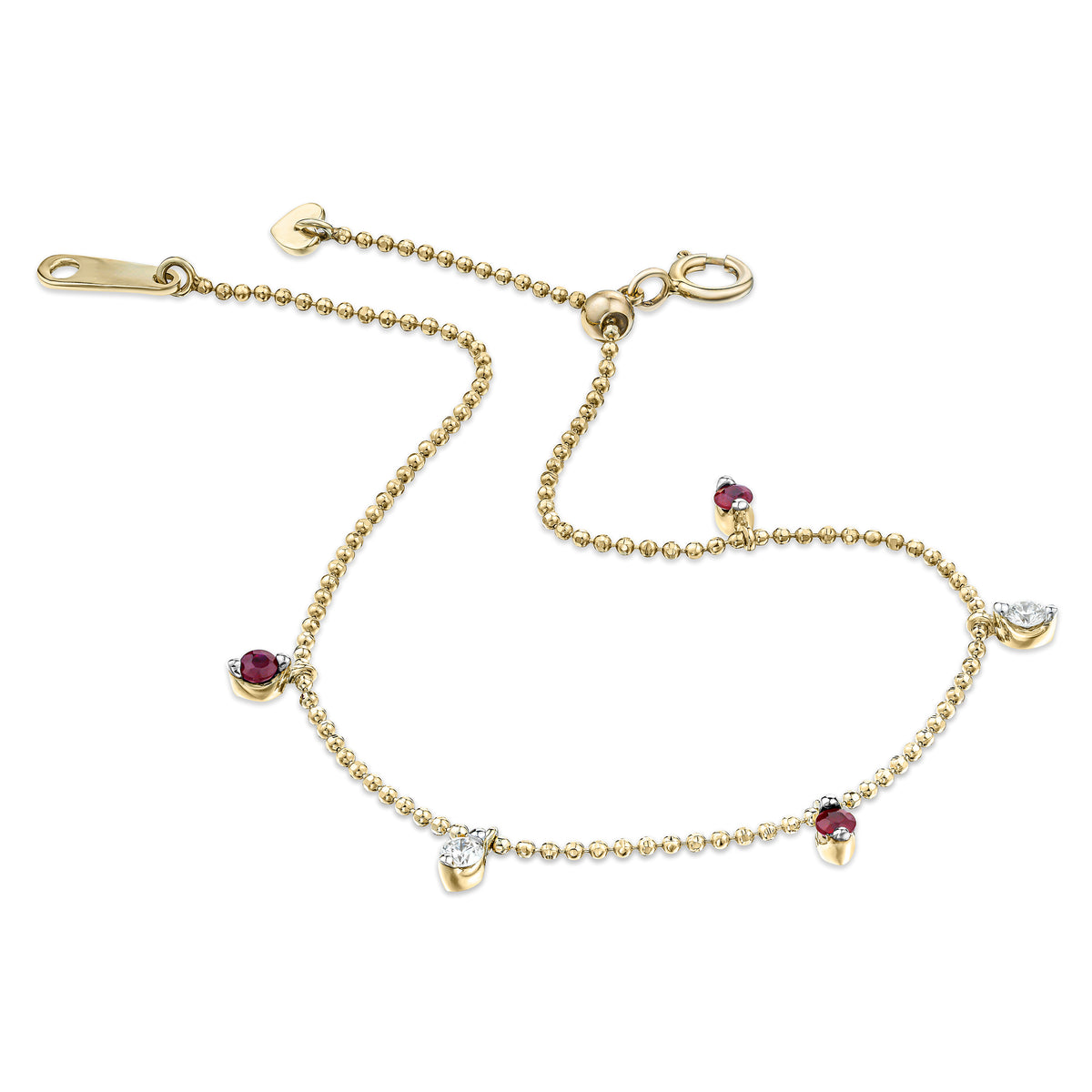 Vivara Lab Ruby and Lab Diamond Bracelet Set in 9K Yellow Gold