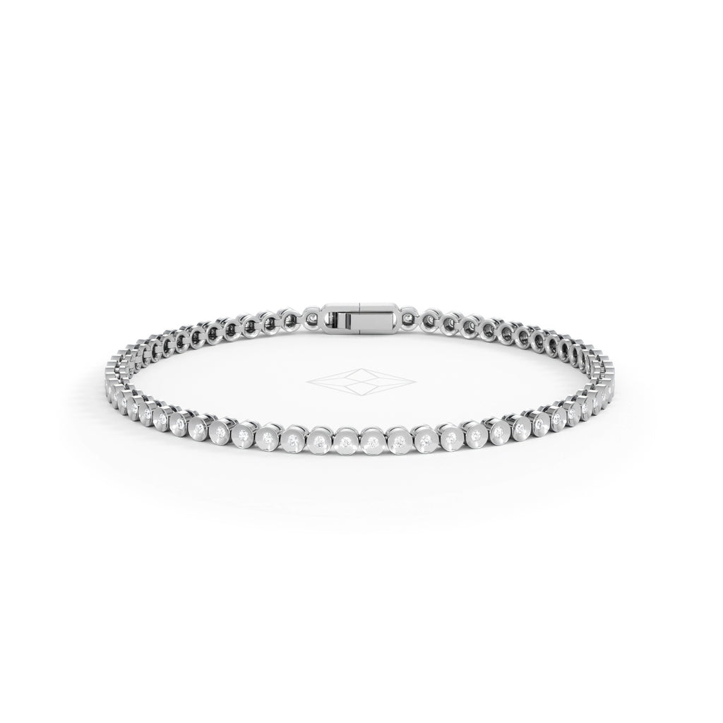 0.50ct Round Cut Lab Diamond Bezel Tennis Bracelet in Sterling Silver