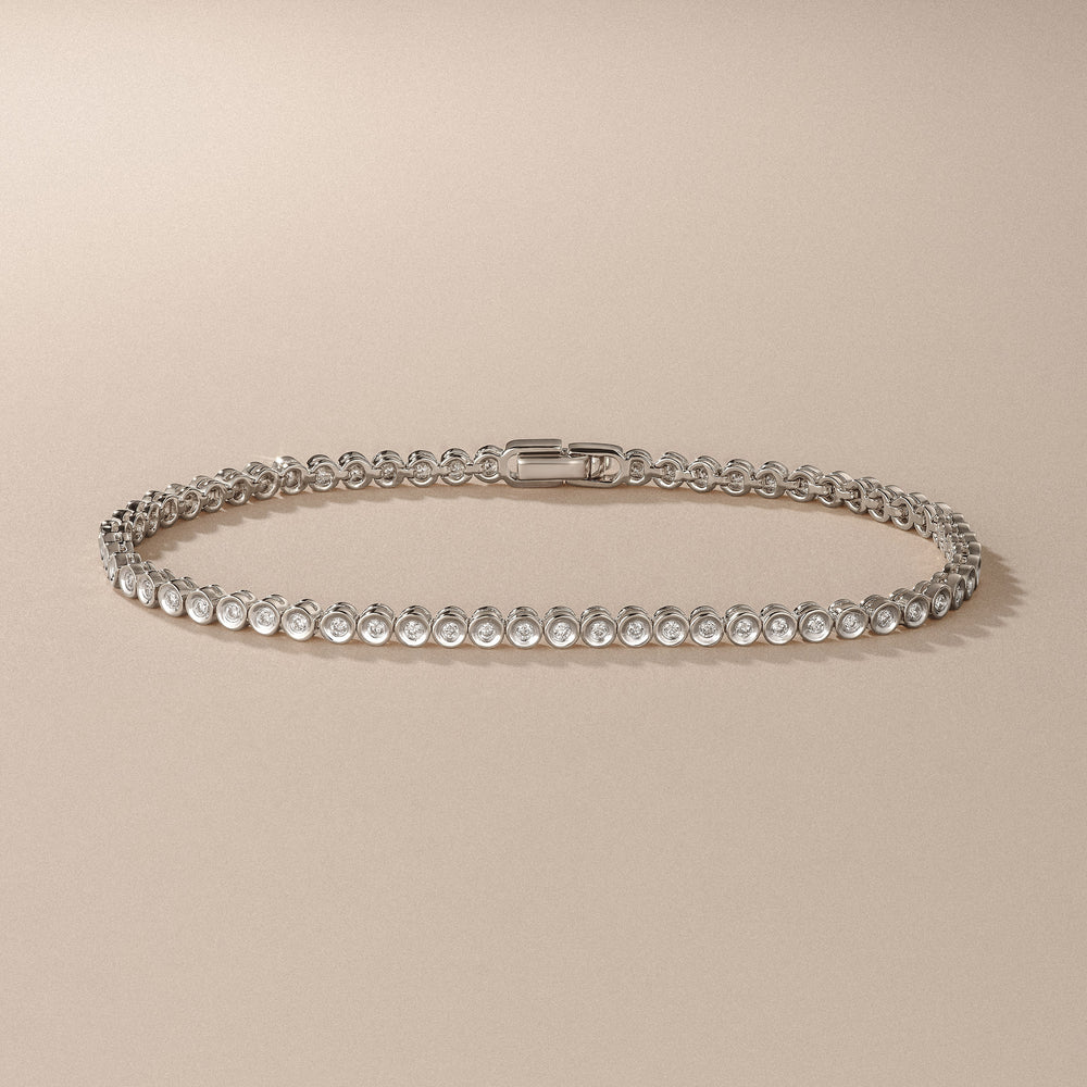 0.50ct Round Cut Lab Diamond Bezel Tennis Bracelet in Sterling Silver