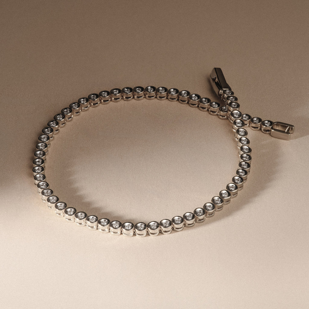 0.50ct Round Cut Lab Diamond Bezel Tennis Bracelet in Sterling Silver