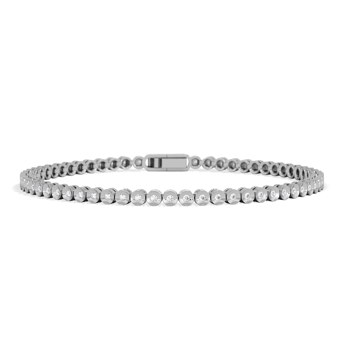 0.50ct Round Cut Lab Diamond Bezel Tennis Bracelet in Sterling Silver