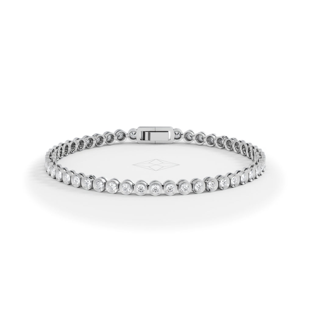 2.00ct Round Cut Lab Diamond Bezel Tennis Bracelet in Sterling Silver