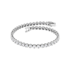 2.00ct Round Cut Lab Diamond Bezel Tennis Bracelet in Sterling Silver
