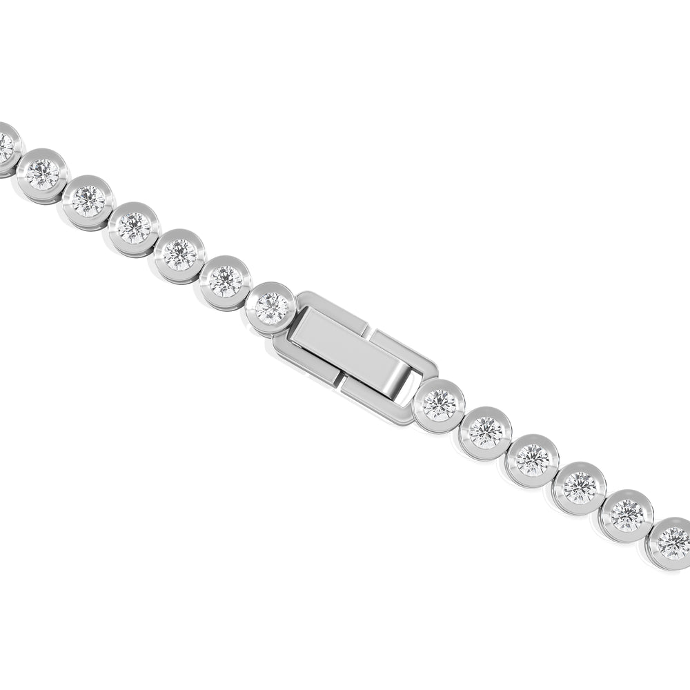2.00ct Round Cut Lab Diamond Bezel Tennis Bracelet in Sterling Silver