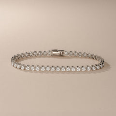 2.00ct Round Cut Lab Diamond Bezel Tennis Bracelet in Sterling Silver