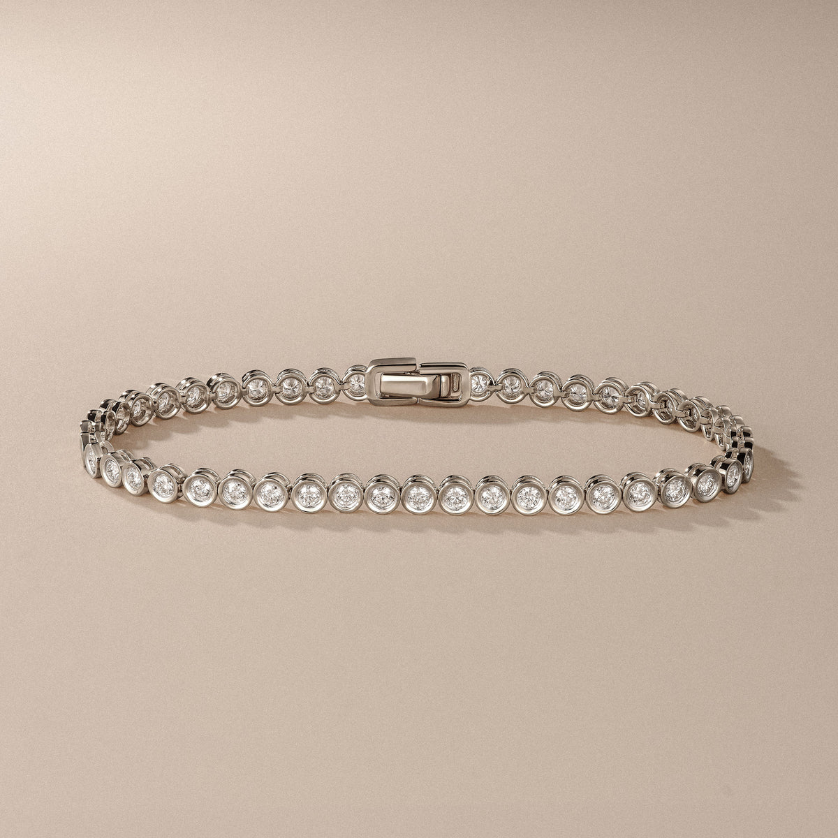 2.00ct Round Cut Lab Diamond Bezel Tennis Bracelet in Sterling Silver