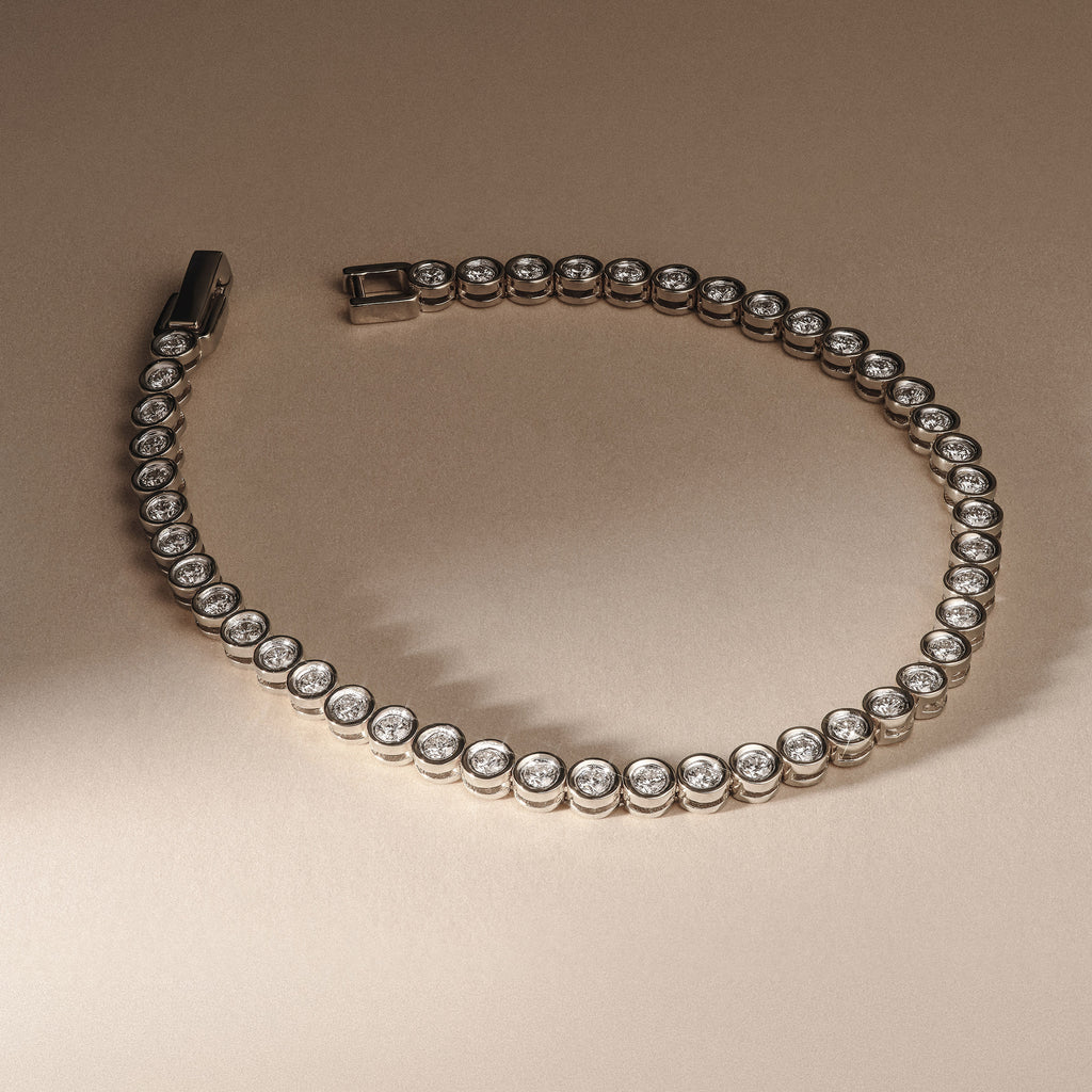 2.00ct Round Cut Lab Diamond Bezel Tennis Bracelet in Sterling Silver