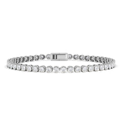 2.00ct Round Cut Lab Diamond Bezel Tennis Bracelet in Sterling Silver