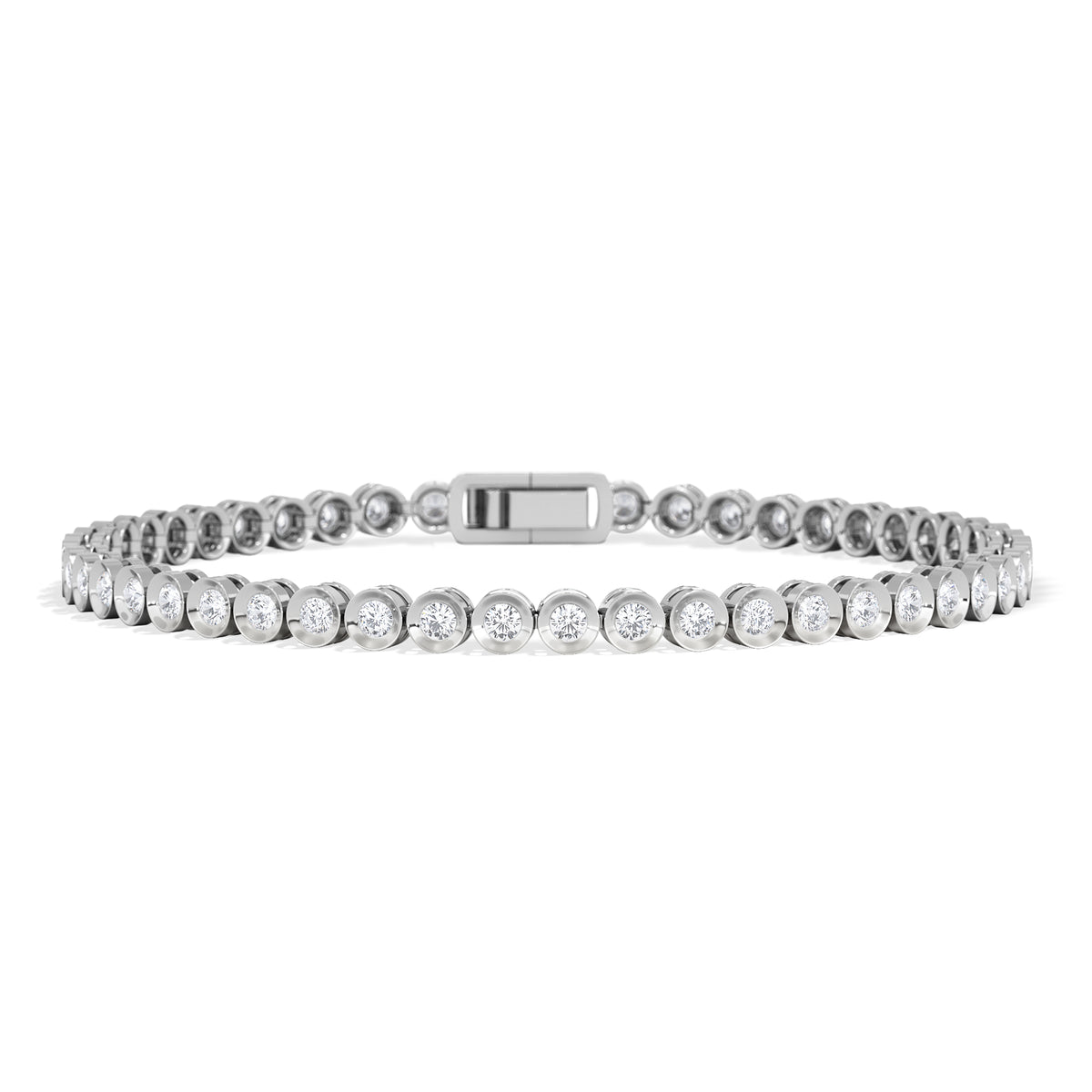 2.00ct Round Cut Lab Diamond Bezel Tennis Bracelet in Sterling Silver