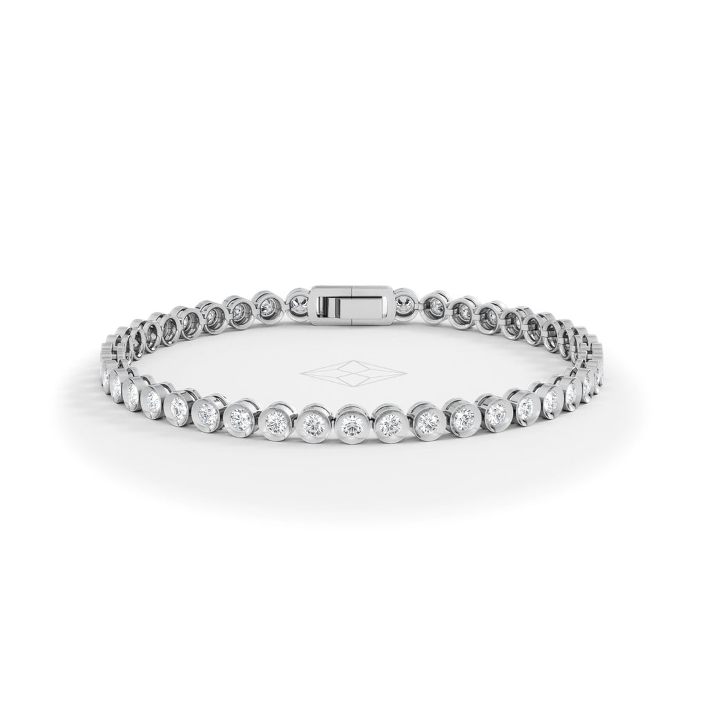 3.00ct Round Cut Lab Diamond Bezel Tennis Bracelet in Sterling Silver