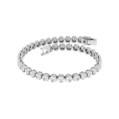 3.00ct Round Cut Lab Diamond Bezel Tennis Bracelet in Sterling Silver