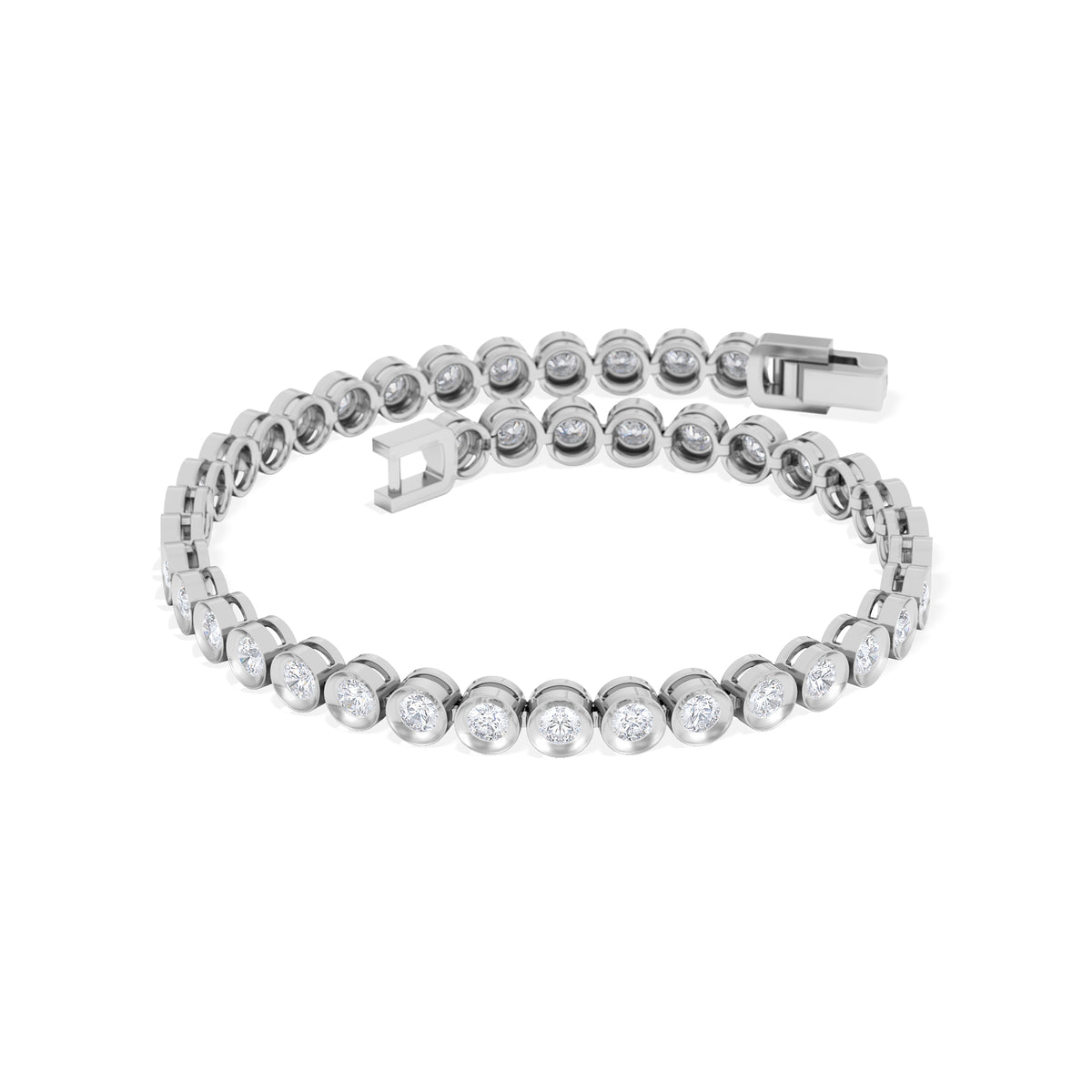3.00ct Round Cut Lab Diamond Bezel Tennis Bracelet in Sterling Silver