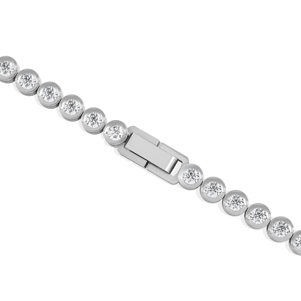 3.00ct Round Cut Lab Diamond Bezel Tennis Bracelet in Sterling Silver