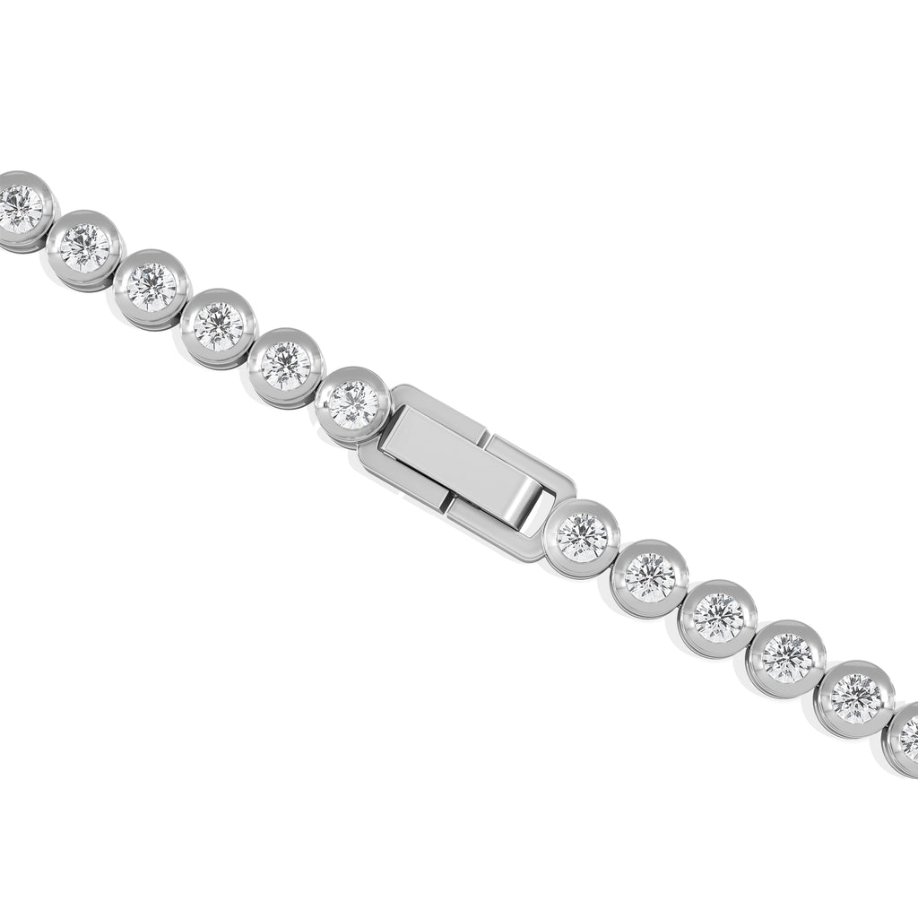 3.00ct Round Cut Lab Diamond Bezel Tennis Bracelet in Sterling Silver