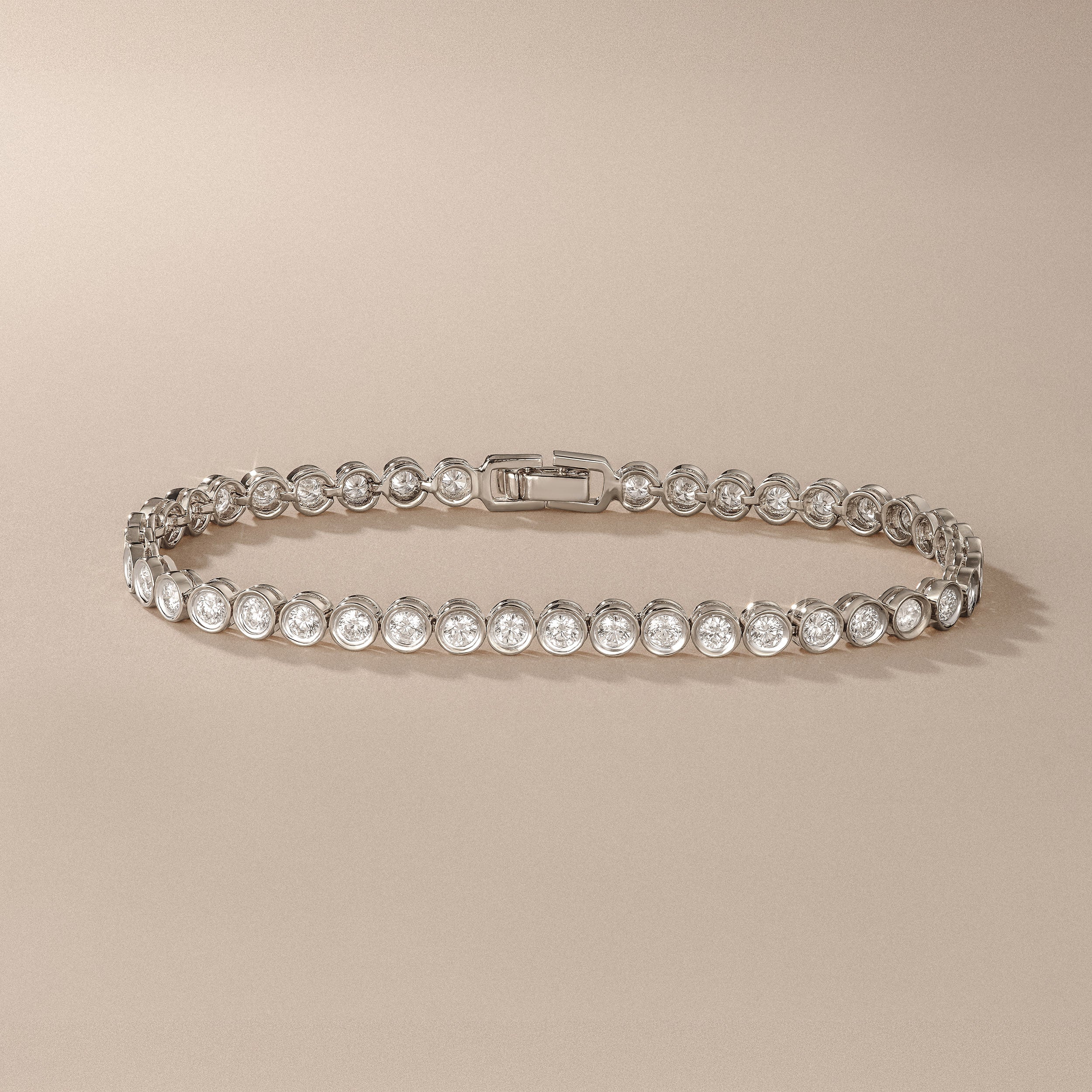 3.00ct Round Cut Lab Diamond Bezel Tennis Bracelet in Sterling Silver