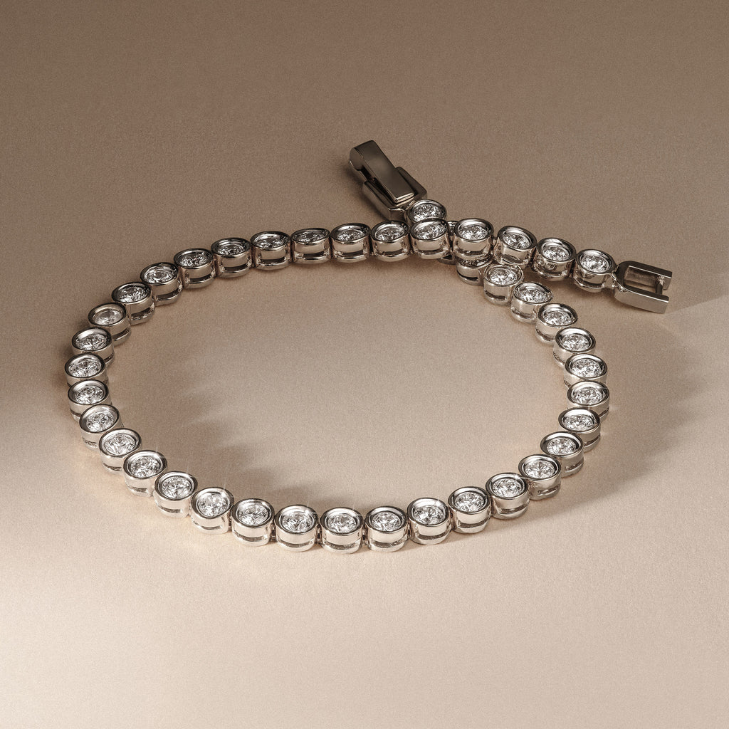 3.00ct Round Cut Lab Diamond Bezel Tennis Bracelet in Sterling Silver