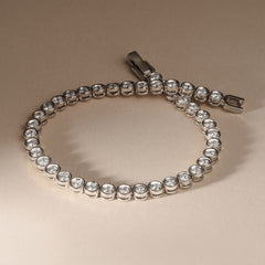 3.00ct Round Cut Lab Diamond Bezel Tennis Bracelet in Sterling Silver