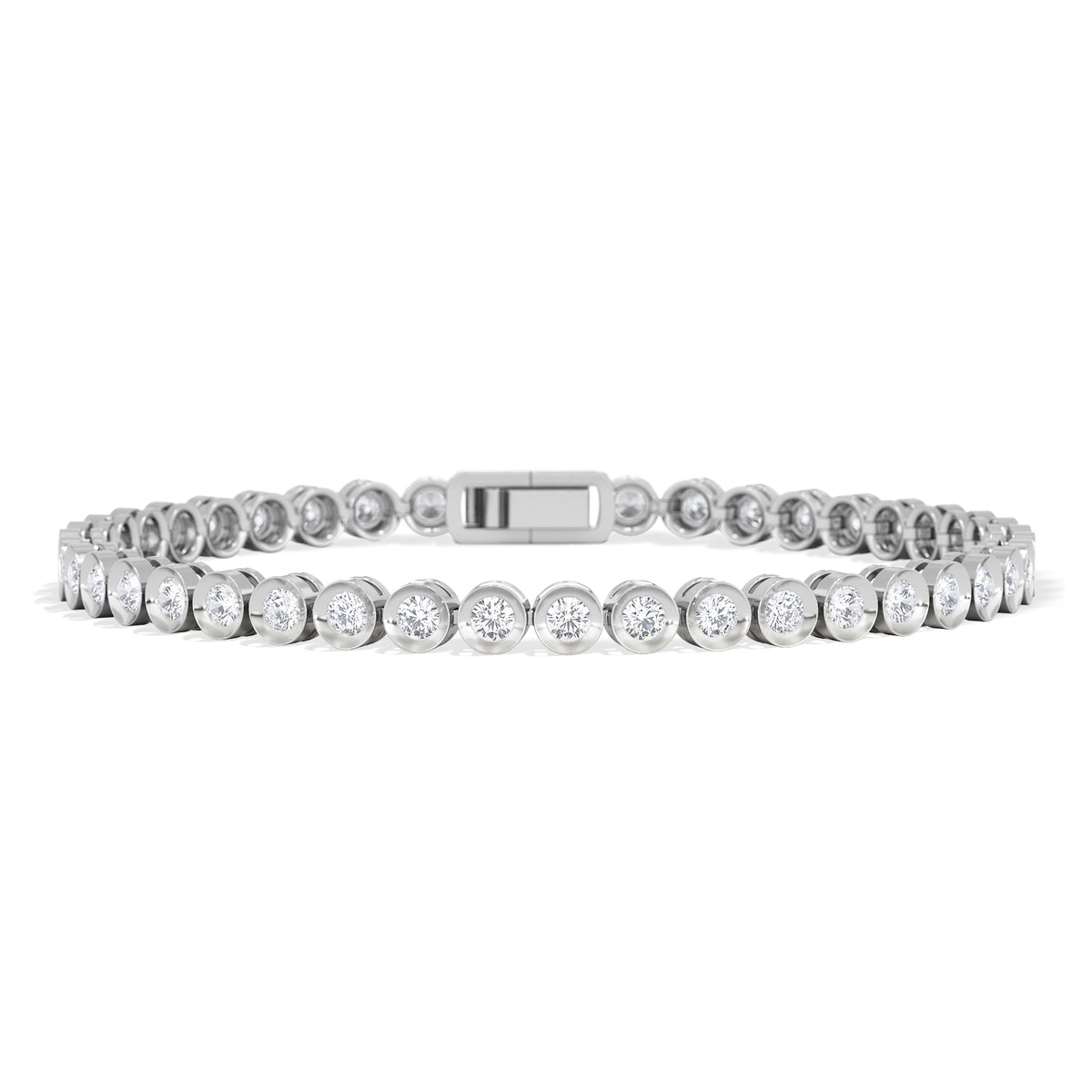 3.00ct Round Cut Lab Diamond Bezel Tennis Bracelet in Sterling Silver