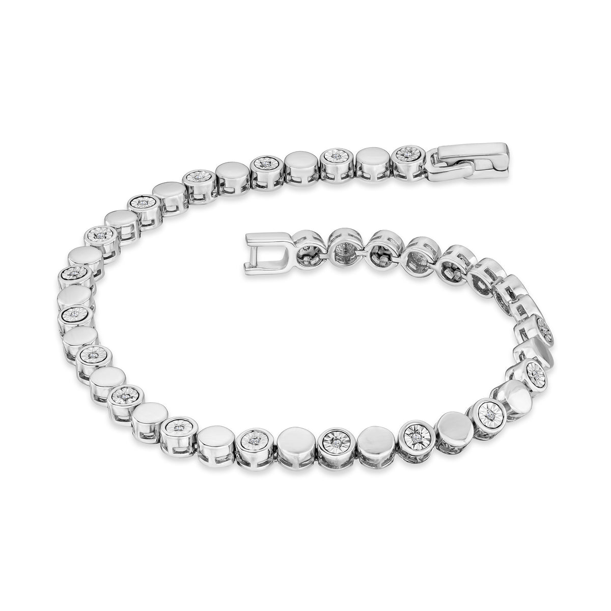 Lab Diamond Mens Tennis Bracelet Round Cut 0.10ct H/SI Silver