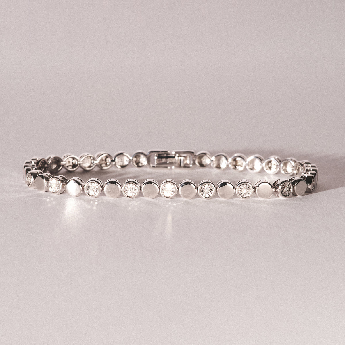 Lab Diamond Mens Tennis Bracelet Round Cut 0.10ct H/SI Silver