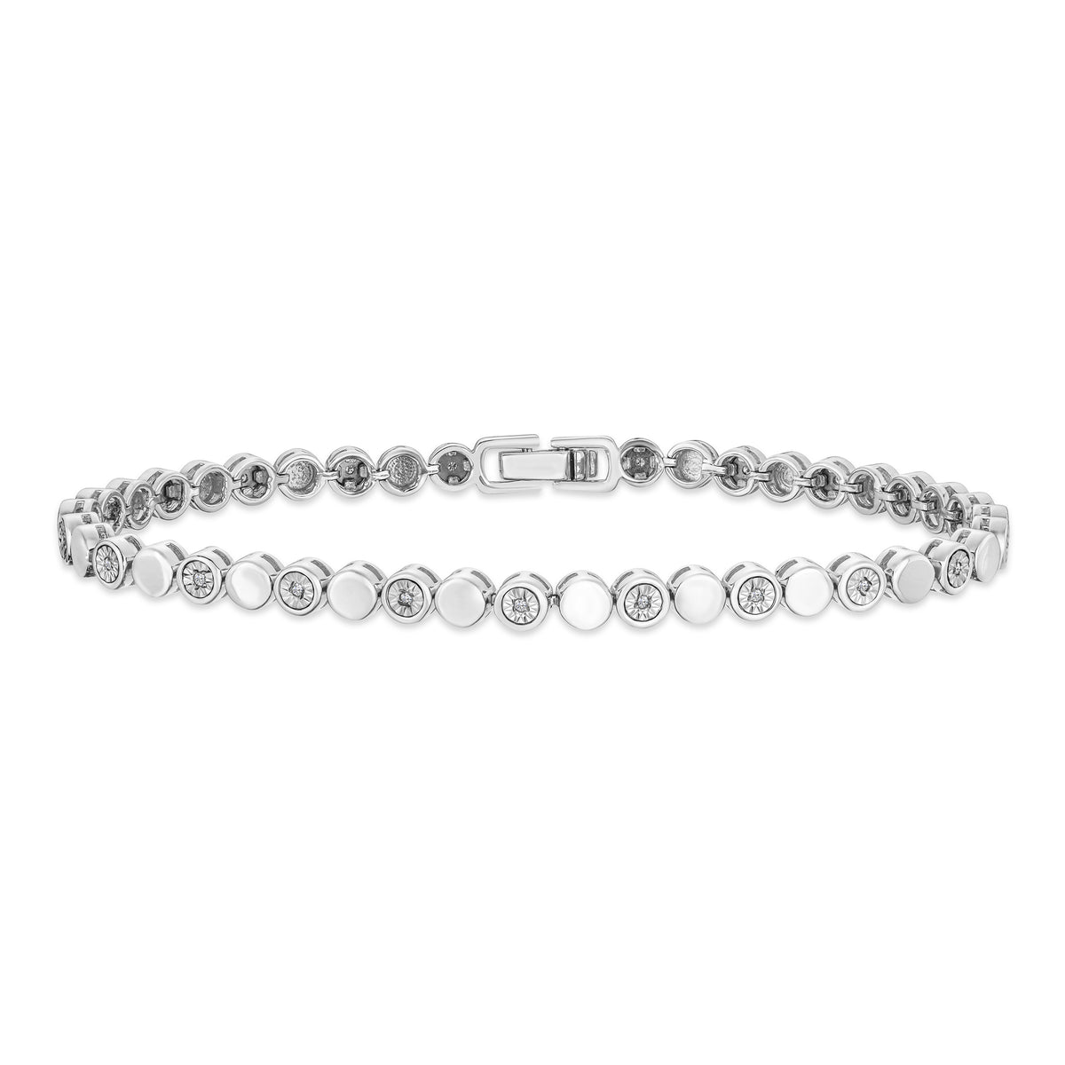 Lab Diamond Mens Tennis Bracelet Round Cut 0.10ct H/SI Silver
