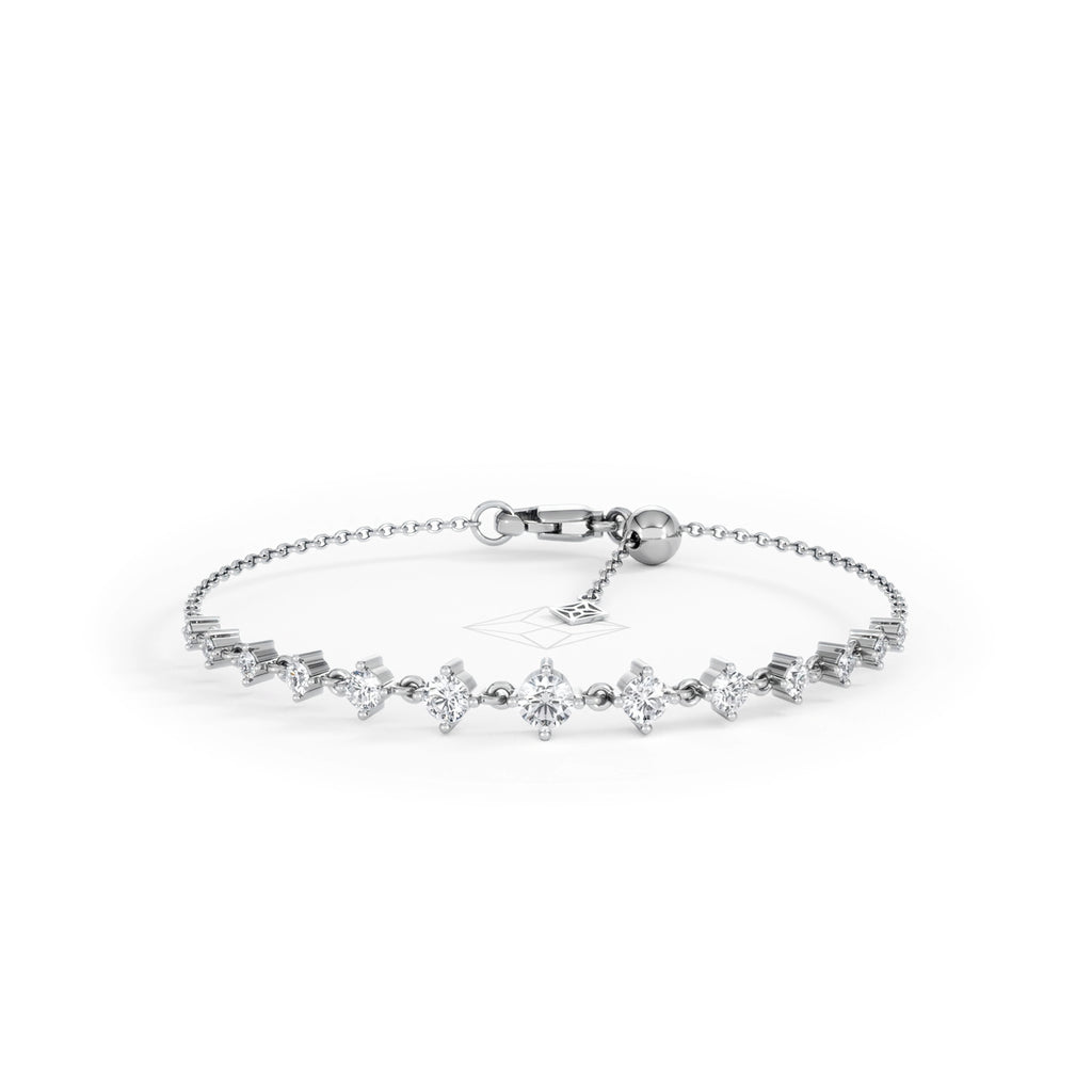 Moments 1.00ct Round Cut Lab Diamond Adjustable Tennis Bracelet in Sterling Silver