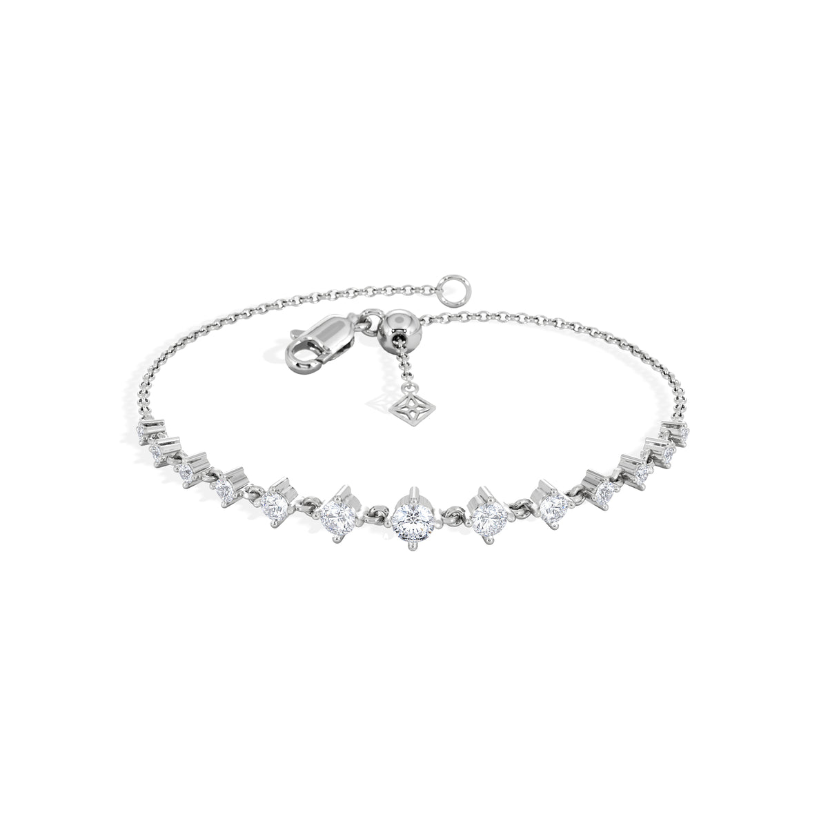 Moments 1.00ct Round Cut Lab Diamond Adjustable Tennis Bracelet in Sterling Silver