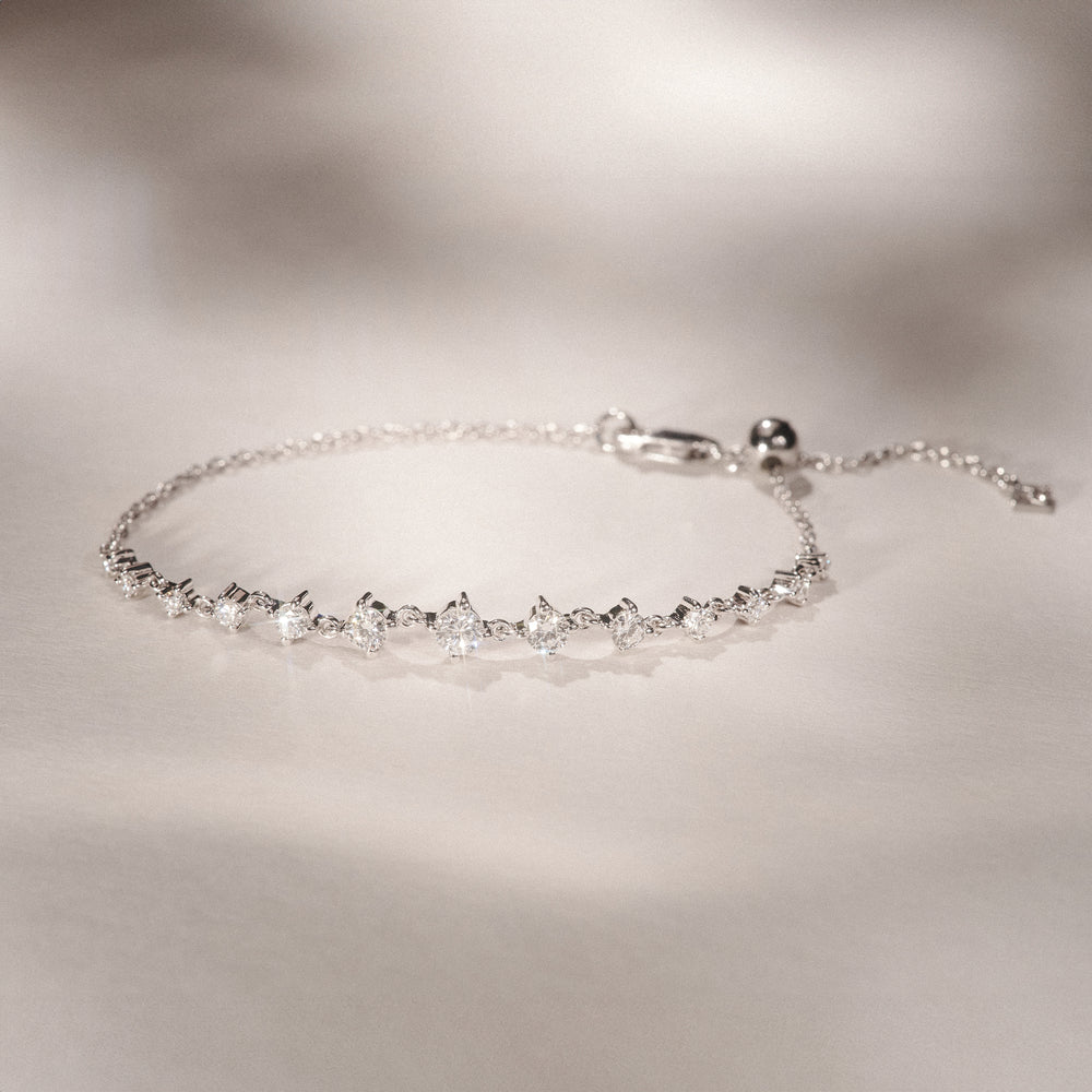 Moments 1.00ct Round Cut Lab Diamond Adjustable Tennis Bracelet in Sterling Silver