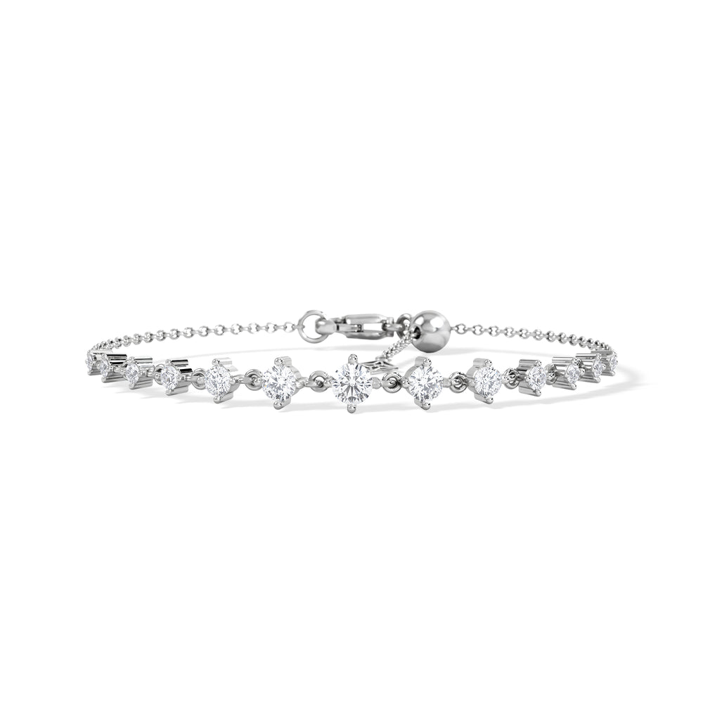 Moments 1.00ct Round Cut Lab Diamond Adjustable Tennis Bracelet in Sterling Silver