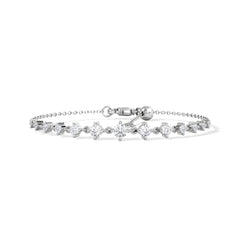Moments 1.00ct Round Cut Lab Diamond Adjustable Tennis Bracelet in Sterling Silver