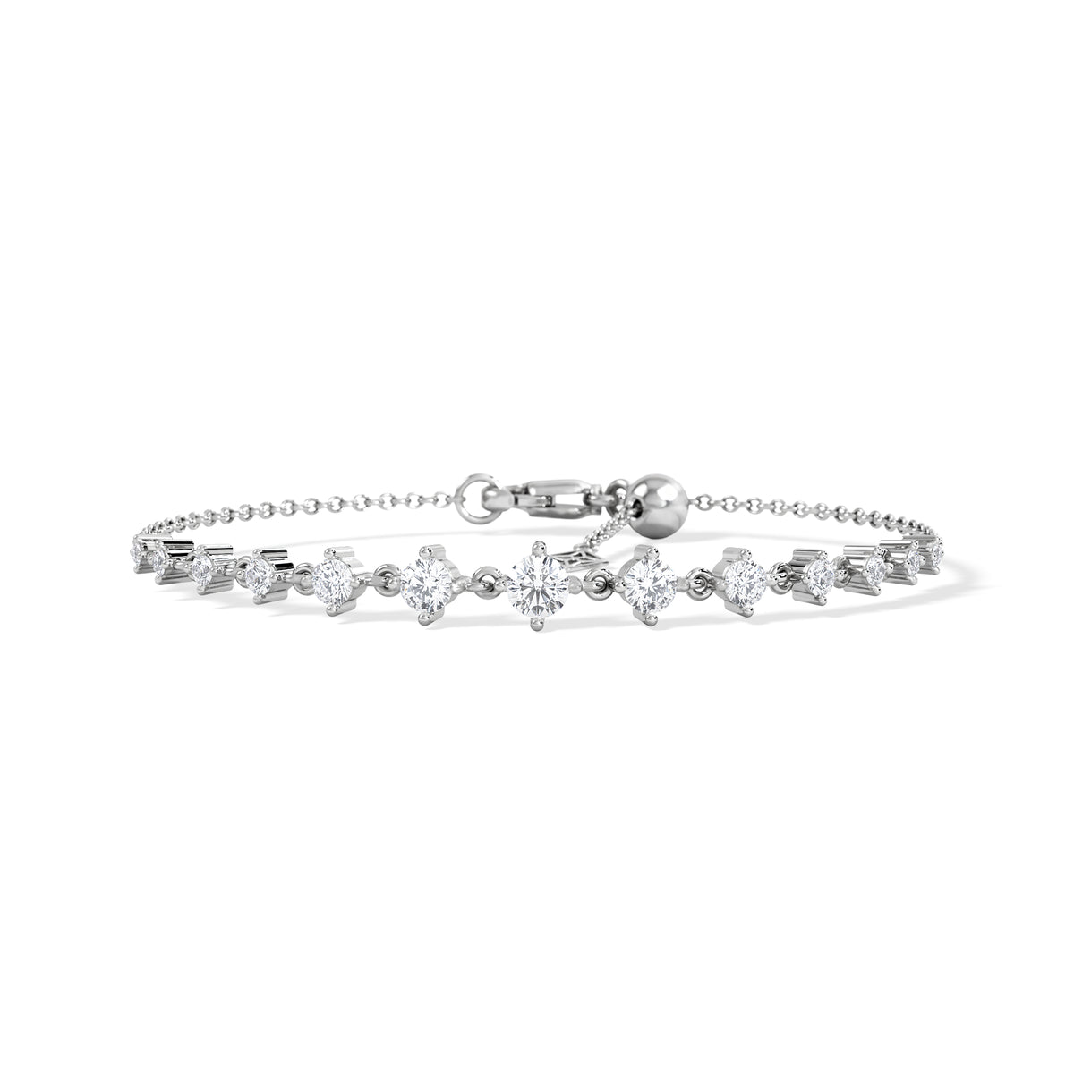 Moments 1.00ct Round Cut Lab Diamond Adjustable Tennis Bracelet in Sterling Silver