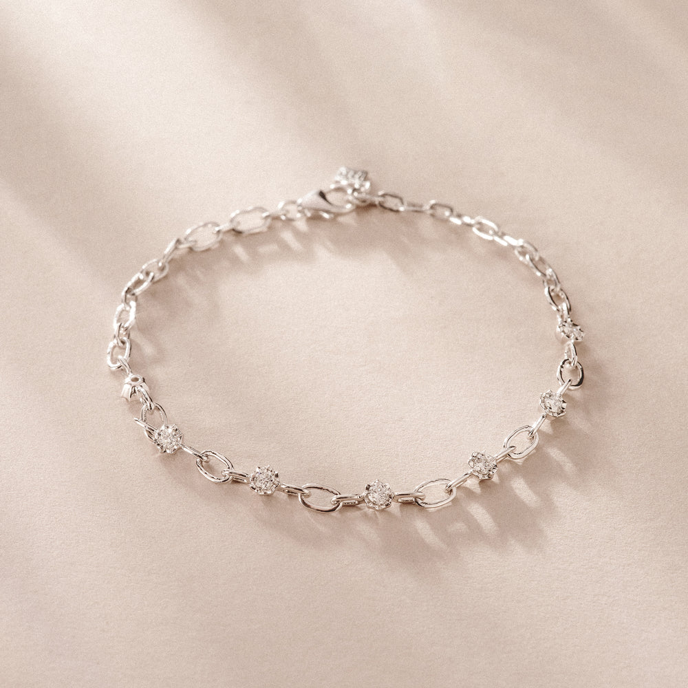 Bound Lab Diamond Link Bracelet 0.40ct Round Cut in Sterling Silver