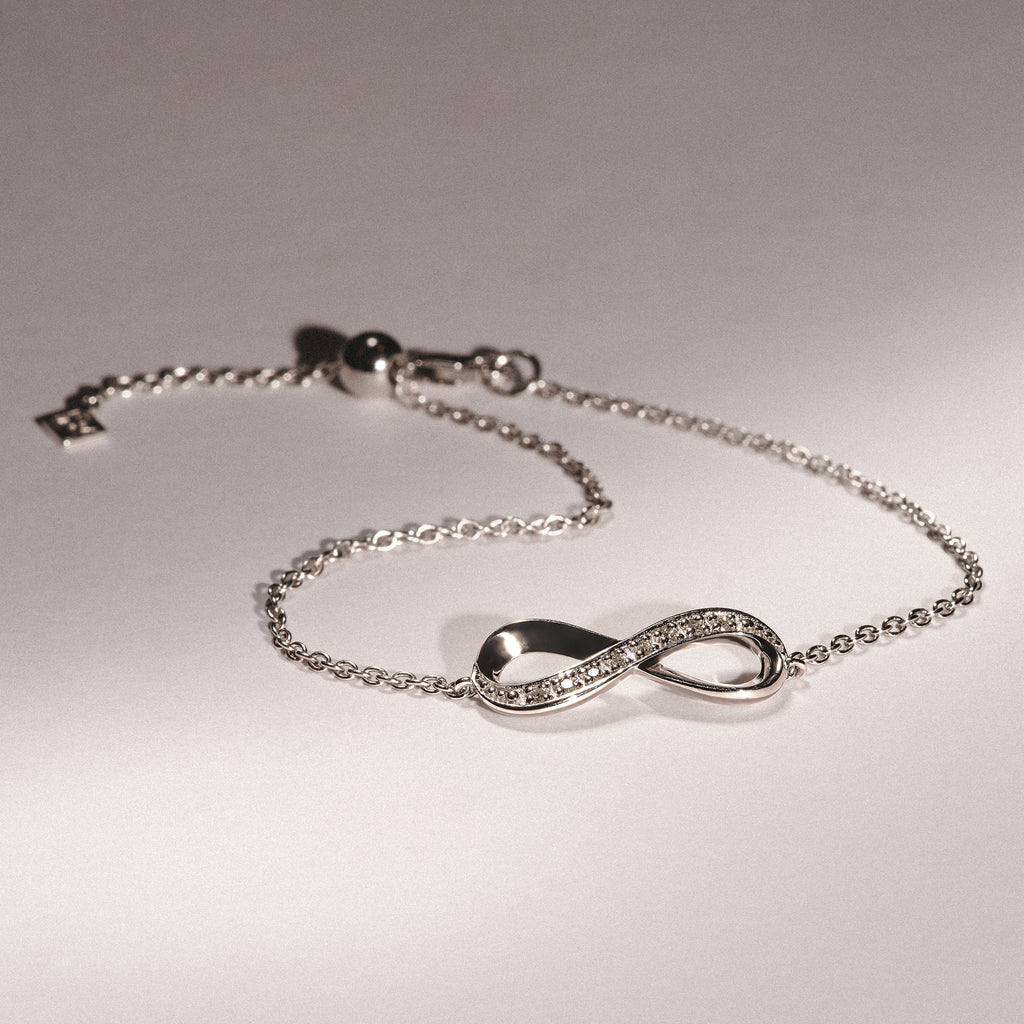 Infinity Love 0.08ct Lab Diamond Chain Bracelet in Sterling Silver