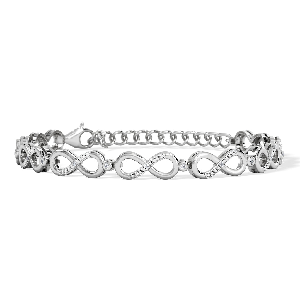 Infinity Love 0.05ct Lab Diamond Link Bracelet in Sterling Silver