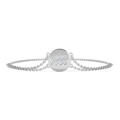 Astrology Aquarius 0.07ct Lab Grown Diamond Adjustable Medallion Bracelet Sterling Silver