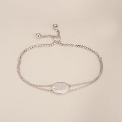 Astrology Aquarius 0.07ct Lab Grown Diamond Adjustable Medallion Bracelet Sterling Silver