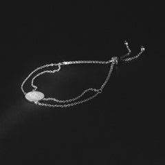Astrology Aquarius 0.07ct Lab Grown Diamond Adjustable Medallion Bracelet Sterling Silver