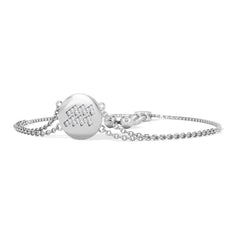 Astrology Aquarius 0.07ct Lab Grown Diamond Adjustable Medallion Bracelet Sterling Silver