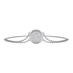 Astrology Cancer 0.07ct Lab Grown Diamond Adjustable Medallion Bracelet Sterling Silver
