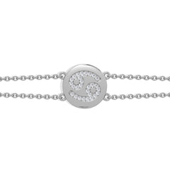 Astrology Cancer 0.07ct Lab Grown Diamond Adjustable Medallion Bracelet Sterling Silver