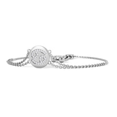 Astrology Cancer 0.07ct Lab Grown Diamond Adjustable Medallion Bracelet Sterling Silver