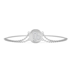 Astrology Capricorn 0.07ct Lab Grown Diamond Adjustable Medallion Bracelet Sterling Silver