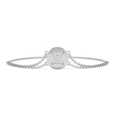 Astrology Gemini 0.07ct Lab Grown Diamond Adjustable Medallion Bracelet Sterling Silver