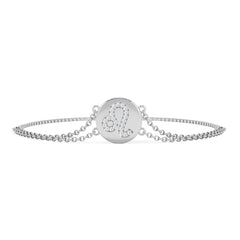 Astrology Leo 0.07ct Lab Grown Diamond Adjustable Medallion Bracelet Sterling Silver