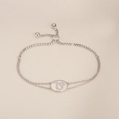 Astrology Leo 0.07ct Lab Grown Diamond Adjustable Medallion Bracelet Sterling Silver