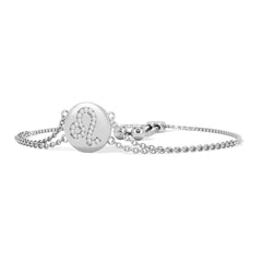 Astrology Leo 0.07ct Lab Grown Diamond Adjustable Medallion Bracelet Sterling Silver