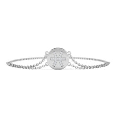 Astrology Pisces 0.07ct Lab Grown Diamond Adjustable Medallion Bracelet Sterling Silver