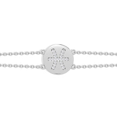 Astrology Pisces 0.07ct Lab Grown Diamond Adjustable Medallion Bracelet Sterling Silver